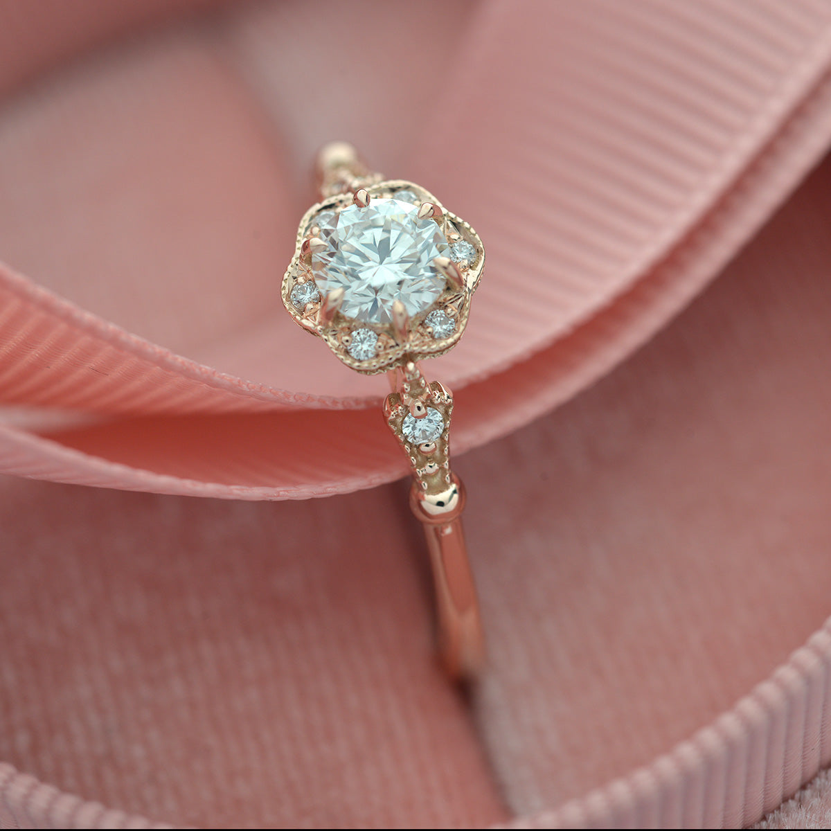0.55 CT Round Moissanite Diamond Vintage Engagement Ring