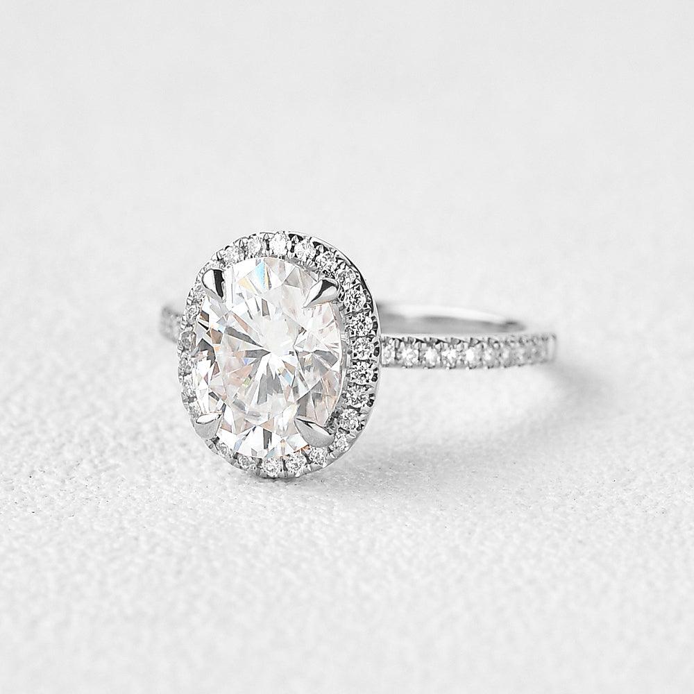 1.91 CT Oval Moissanite Diamond Halo Engagement Ring