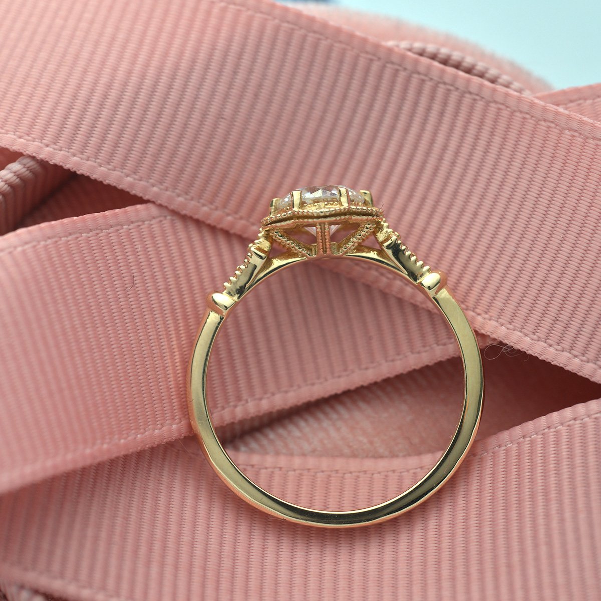 0.55 CT Round Moissanite Diamond Vintage Engagement Ring