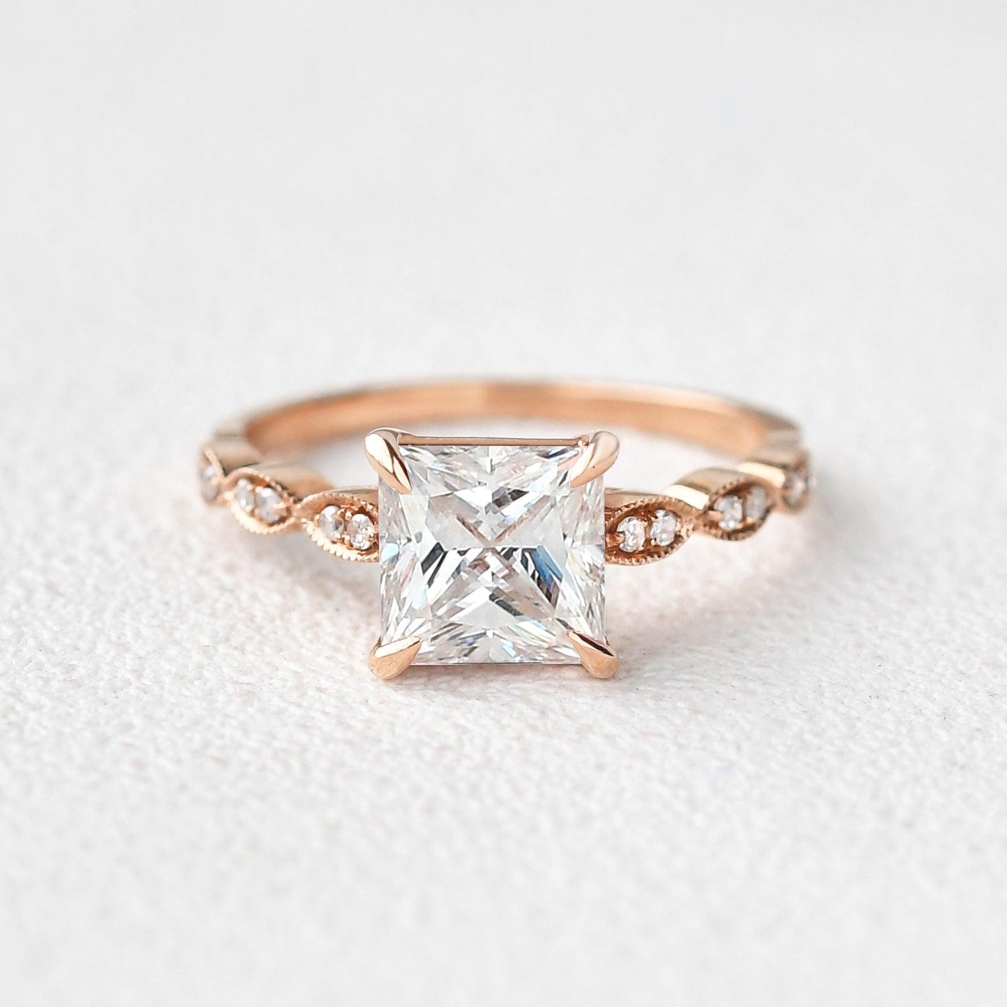 1.75 CT Princess Moissanite Diamond Solitaire Engagement Ring
