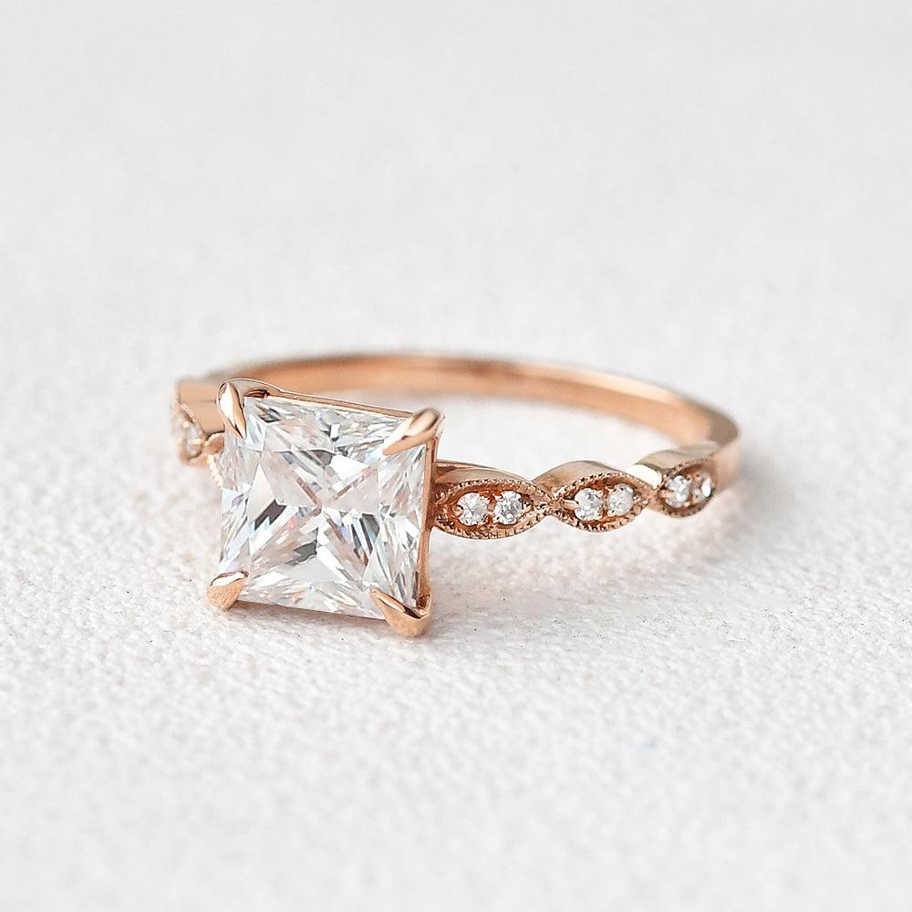 1.75 CT Princess Moissanite Diamond Solitaire Engagement Ring