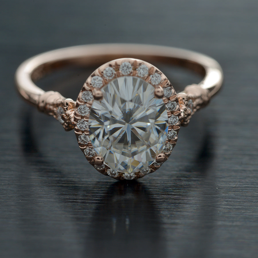1.91 CT Oval Moissanite Diamond Halo Engagement Ring