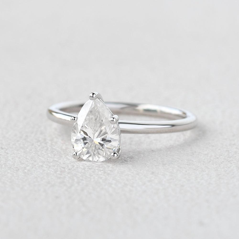 1.25 CT Pear Moissanite Diamond Solitaire Engagement Ring