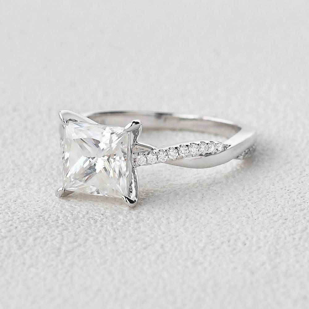 1.75 CT Princess Moissanite Diamond Solitaire Engagement Ring
