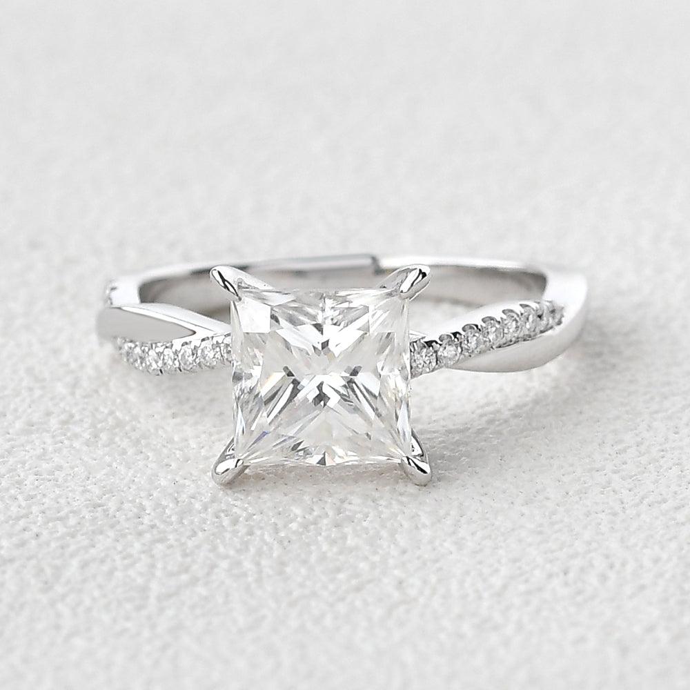1.75 CT Princess Moissanite Diamond Solitaire Engagement Ring