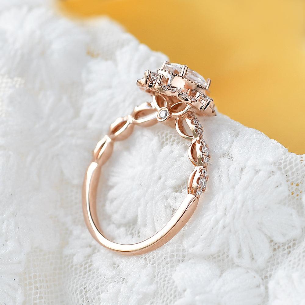 1.33 CT Oval Moissanite Diamond Cluster Engagement Ring