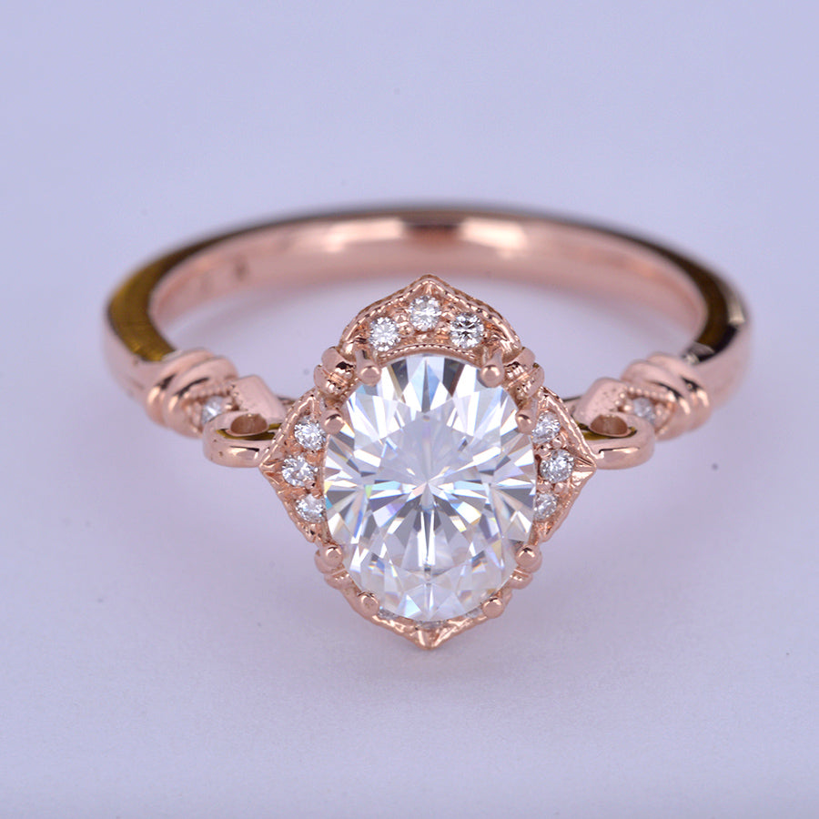 1.33 CT Oval Moissanite Diamond Vintage Engagement Ring