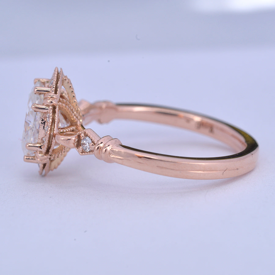 1.33 CT Oval Moissanite Diamond Vintage Engagement Ring