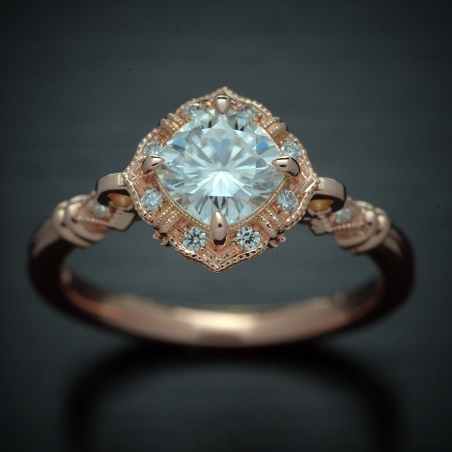 1.0 CT Round Moissanite Diamond Vintage Engagement Ring