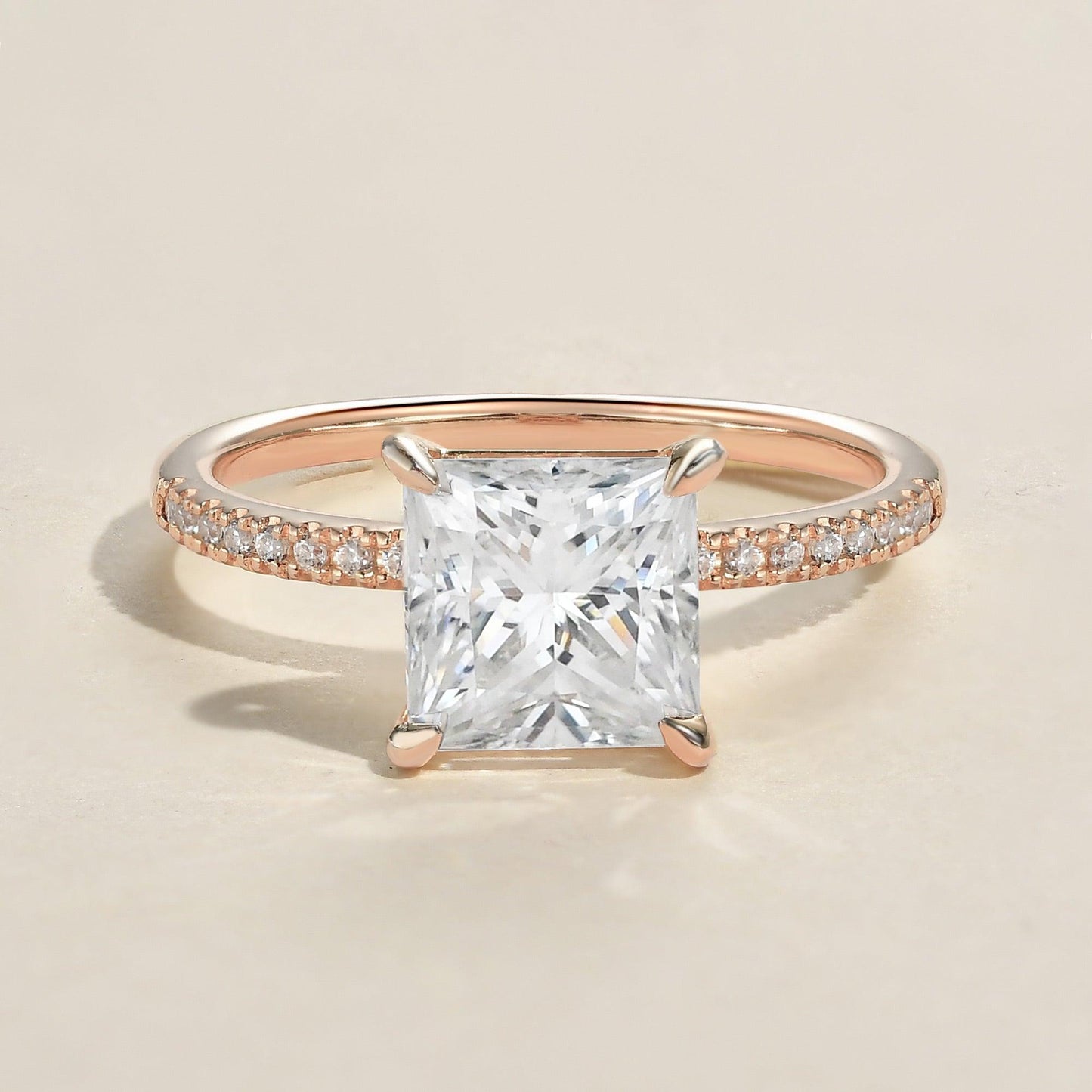 1.18 CT Princess Moissanite Diamond Solitaire Engagement Ring