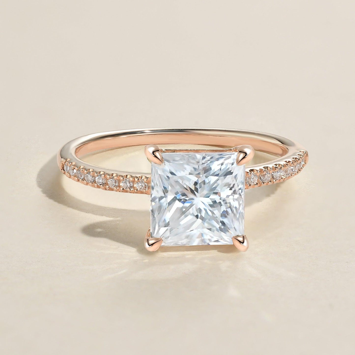 1.18 CT Princess Moissanite Diamond Solitaire Engagement Ring