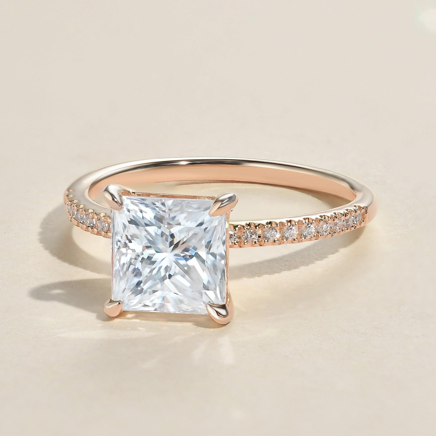 1.18 CT Princess Moissanite Diamond Solitaire Engagement Ring
