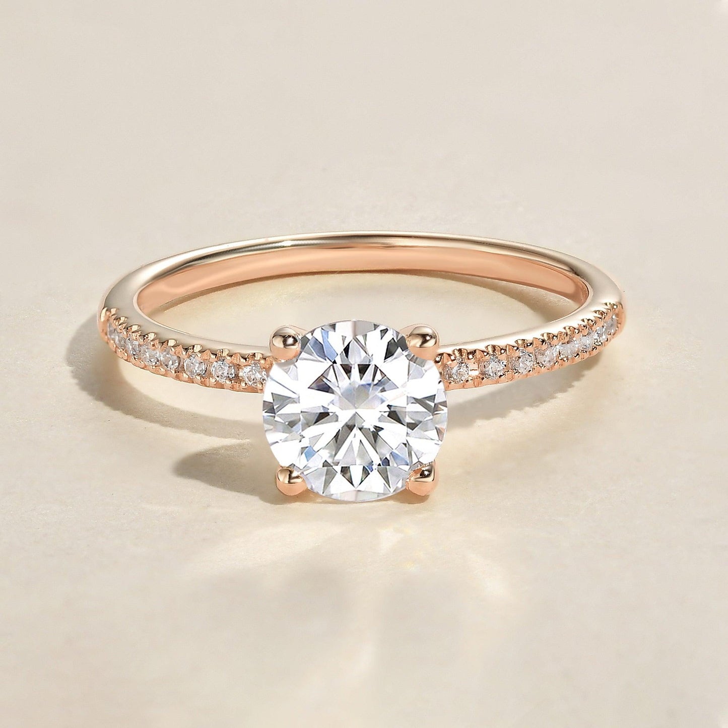 3.2 CT Round Moissanite Diamond Hidden Halo Engagement Ring