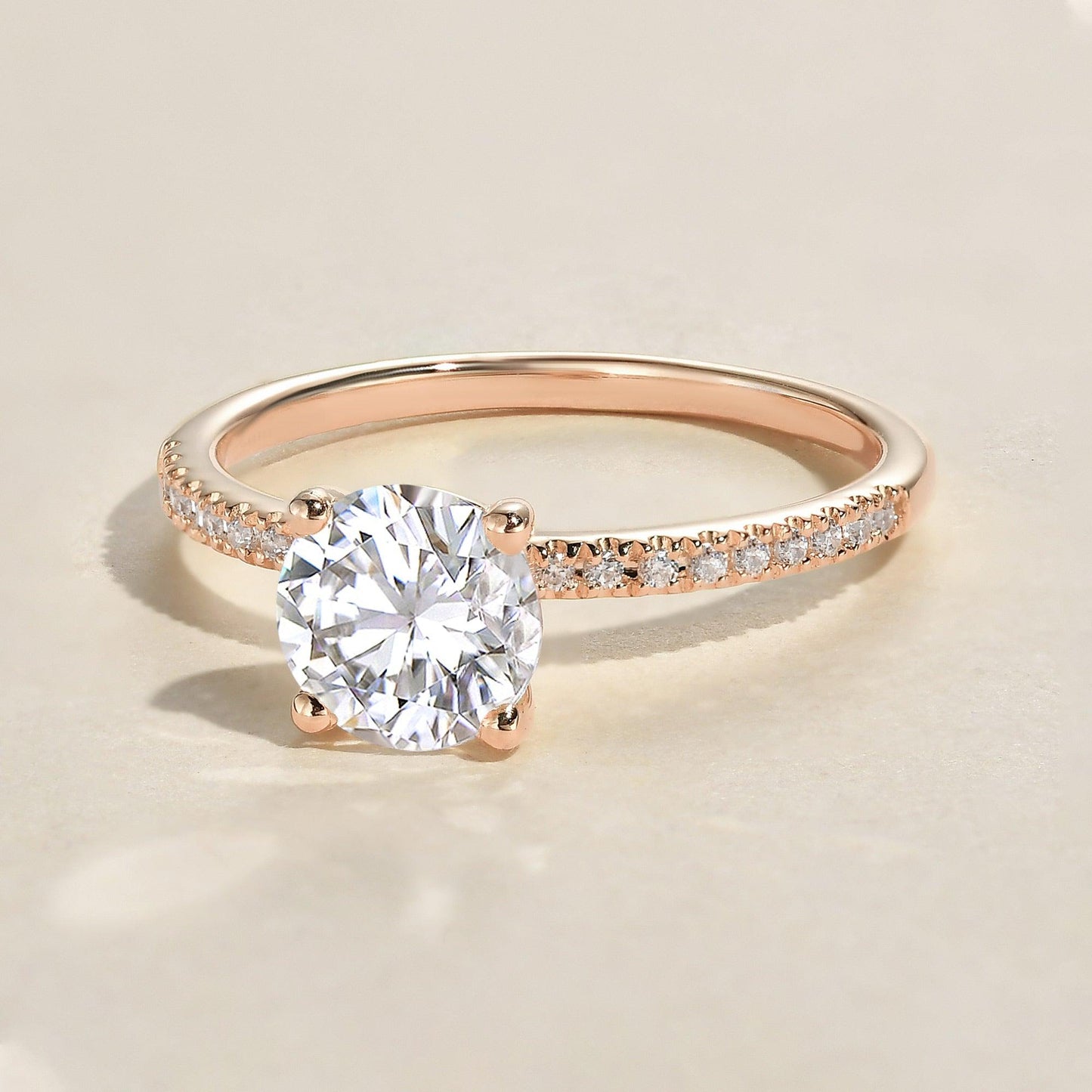 3.2 CT Round Moissanite Diamond Hidden Halo Engagement Ring