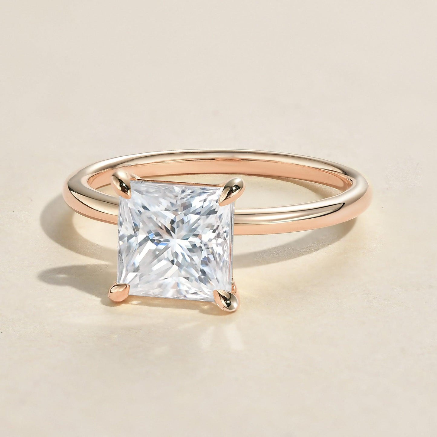 1.18 CT Princess Moissanite Diamond Solitaire Engagement Ring