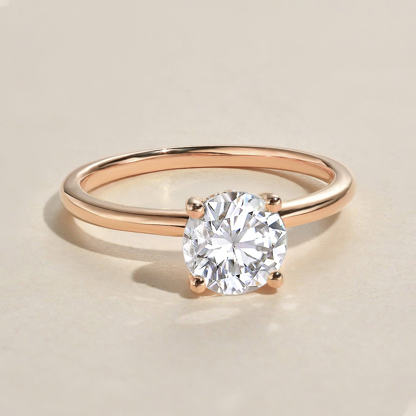 1.0 CT Round Moissanite Diamond Hidden Halo Engagement Ring