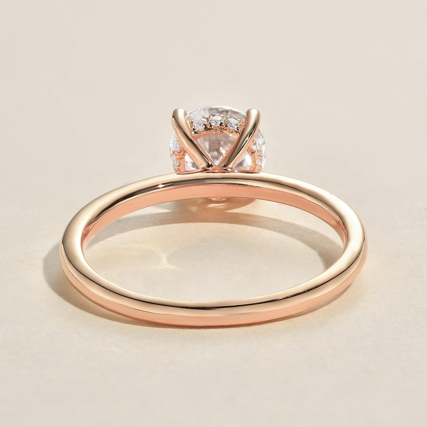 1.0 CT Round Moissanite Diamond Hidden Halo Engagement Ring