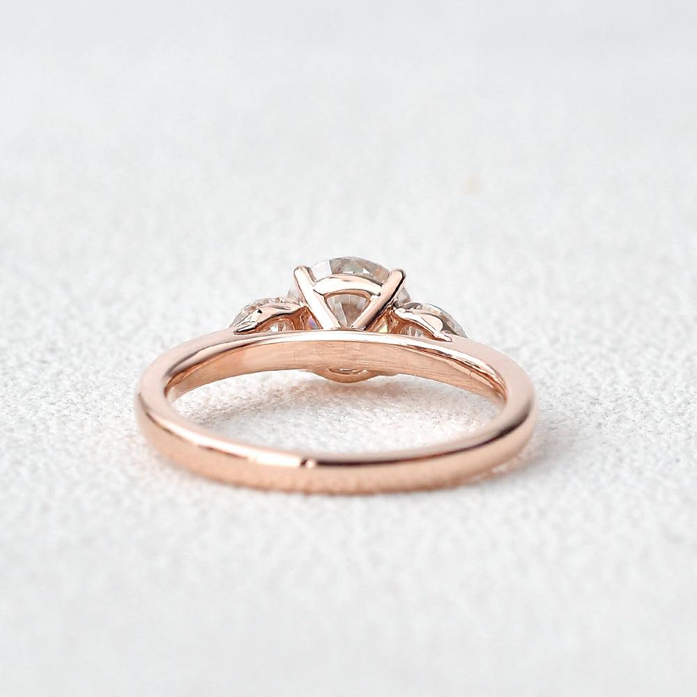 1.35 CT Round Moissanite Diamond Three Stones Engagement Ring