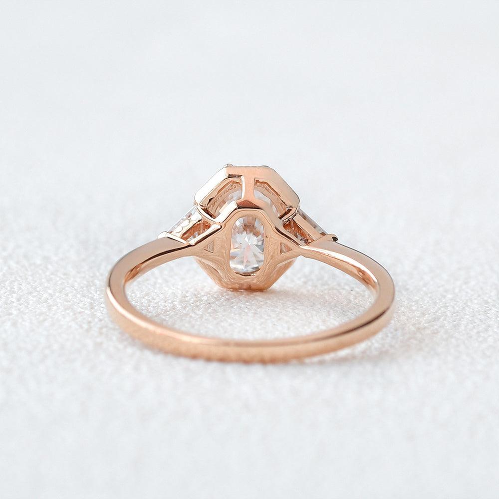 1.33 CT Oval Moissanite Diamond Three Stones Engagement Ring