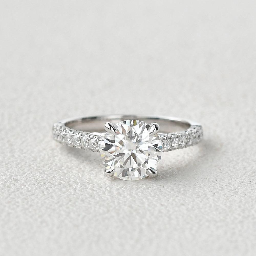 3.2 CT Round Moissanite Diamond Hidden Halo Engagement Ring