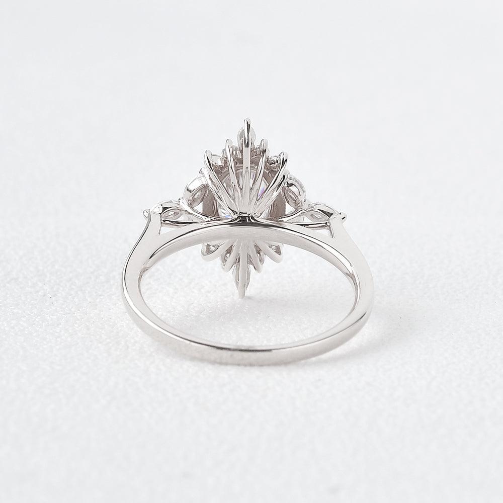 0.95 CT Oval Moissanite Diamond Cluster Engagement Ring