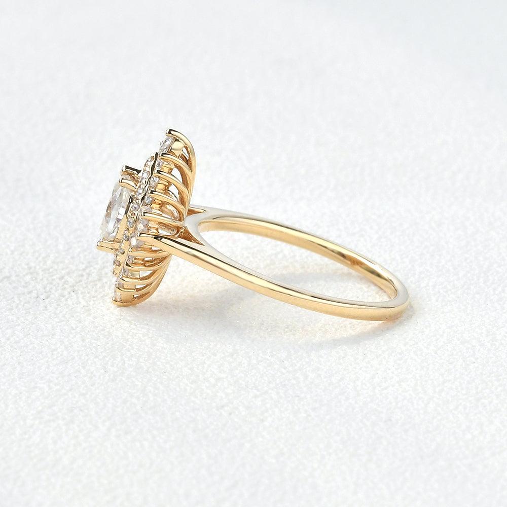 0.43 CT Oval Moissanite Diamond Ballerina Engagement Ring