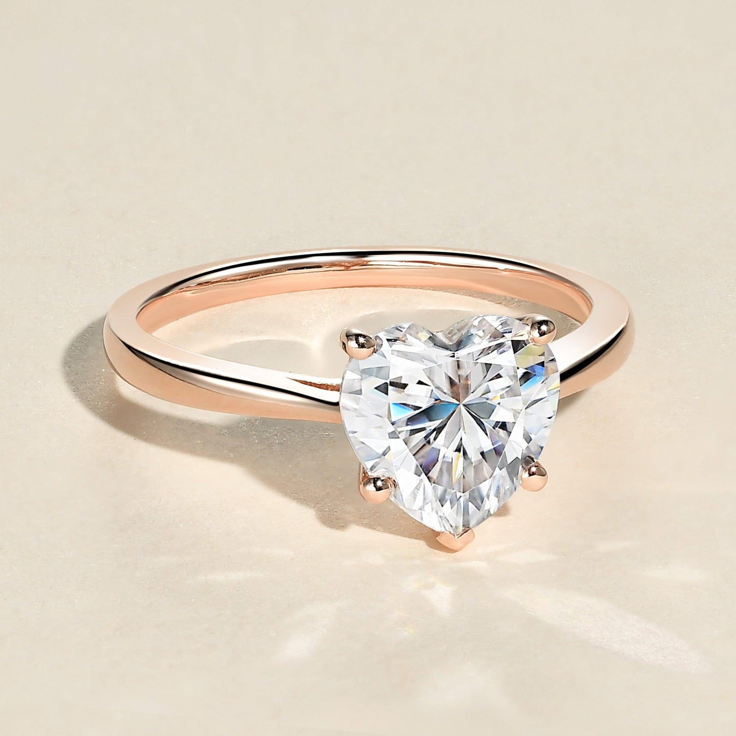 2.0 CT Heart Moissanite Diamond Solitaire Engagement Ring