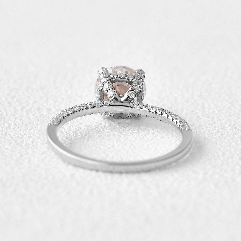 3.2 CT Round Moissanite Diamond Hidden Halo Engagement Ring