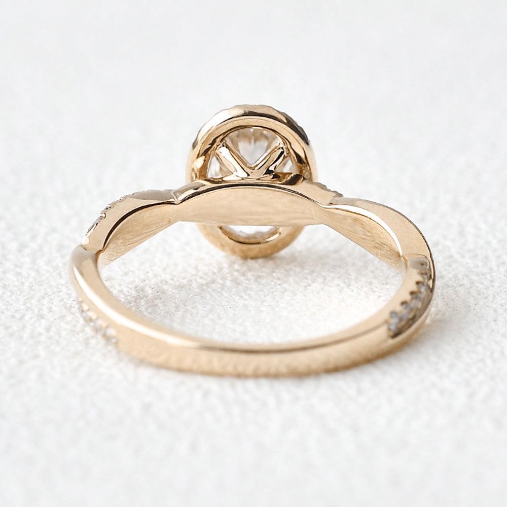 1.33 CT Oval Moissanite Diamond Halo Engagement Ring