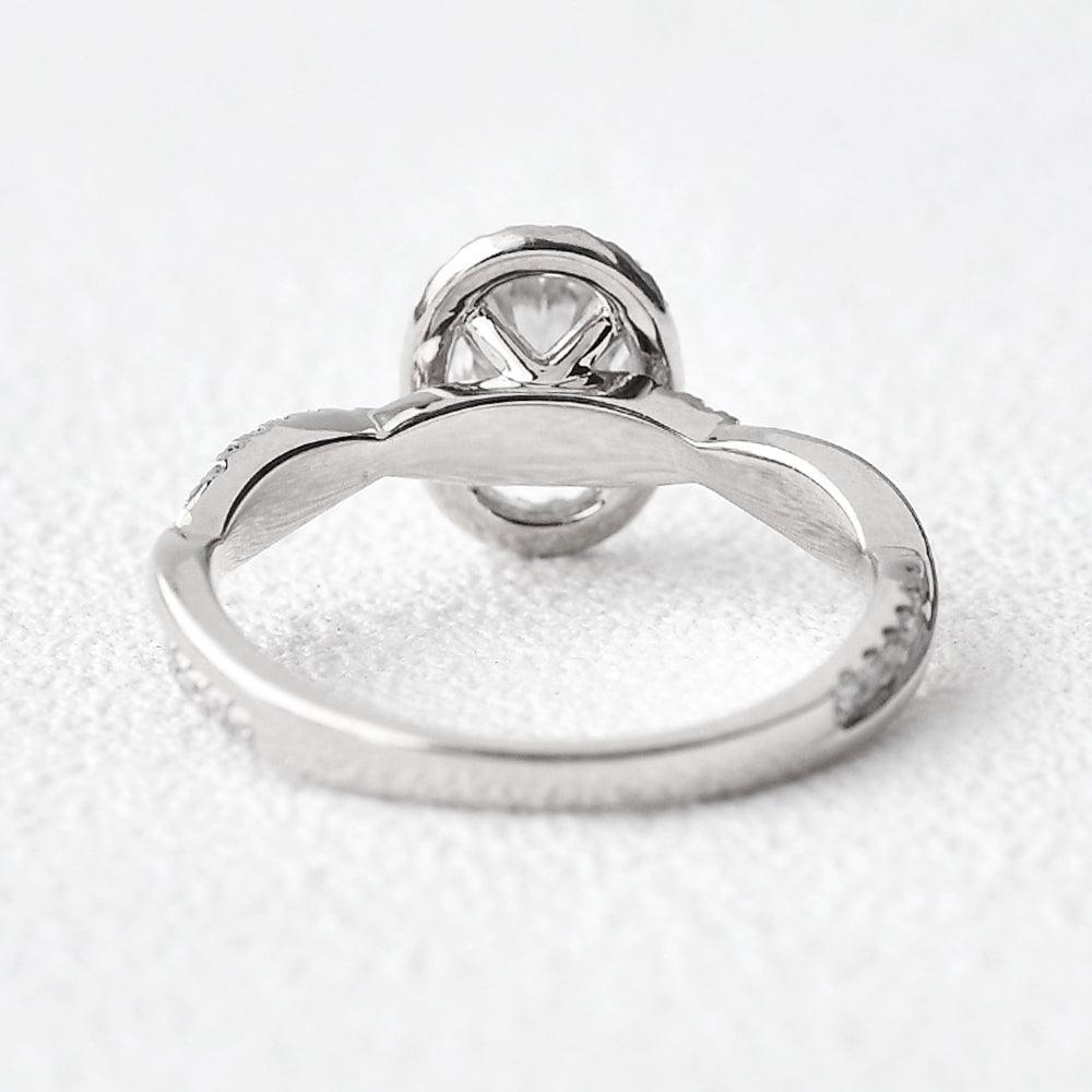 1.33 CT Oval Moissanite Diamond Halo Engagement Ring