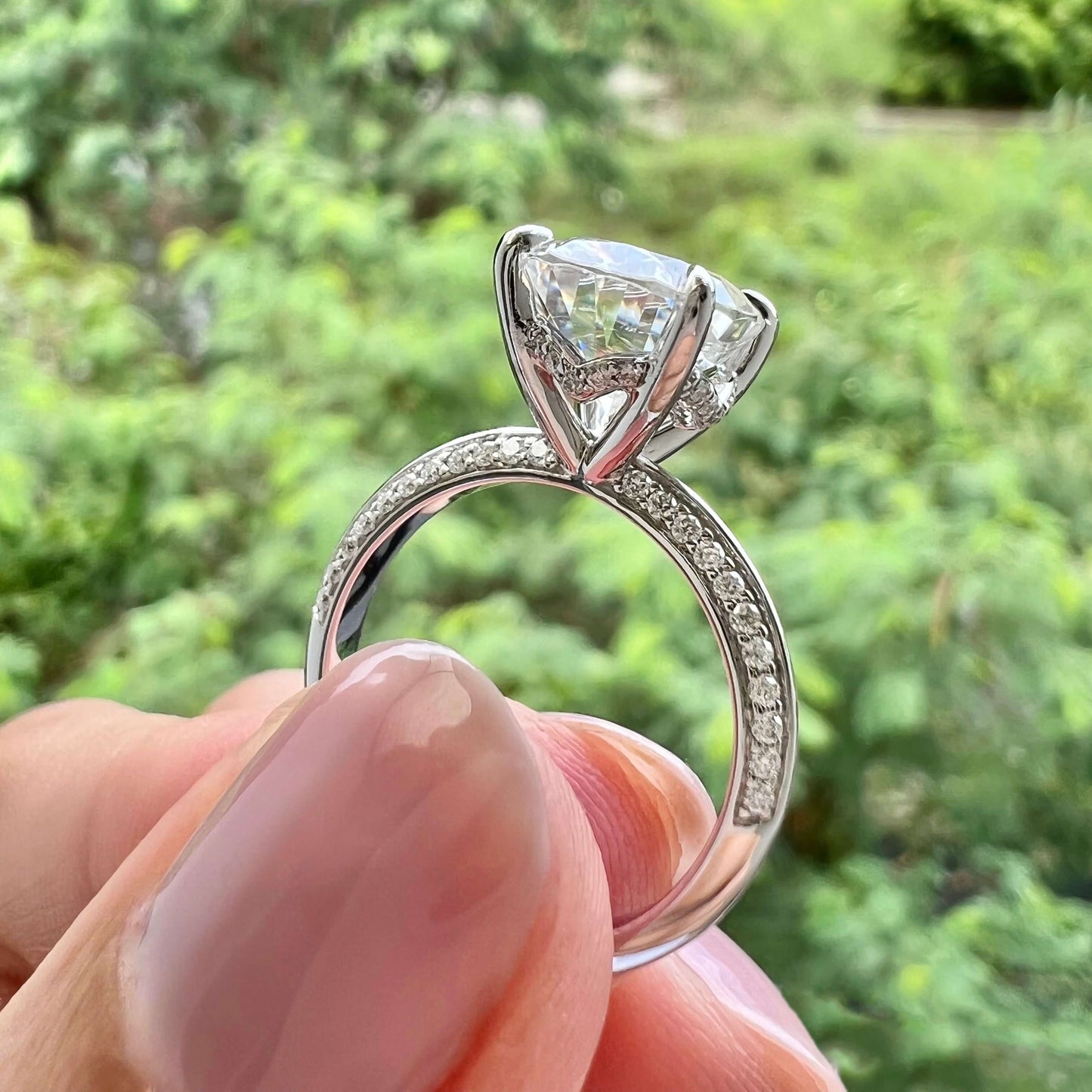 5.18 CT Oval Moissanite Diamond Hidden Halo Engagement Ring
