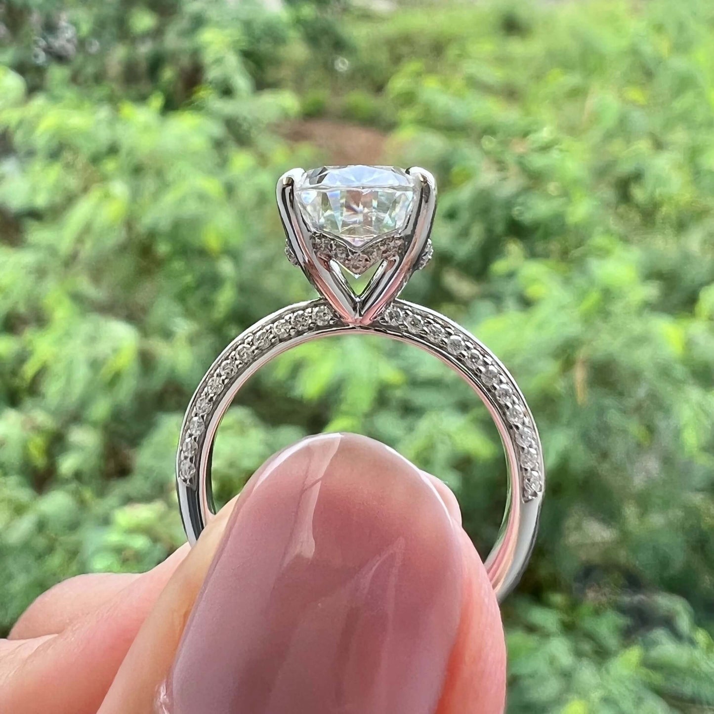 5.18 CT Oval Moissanite Diamond Hidden Halo Engagement Ring