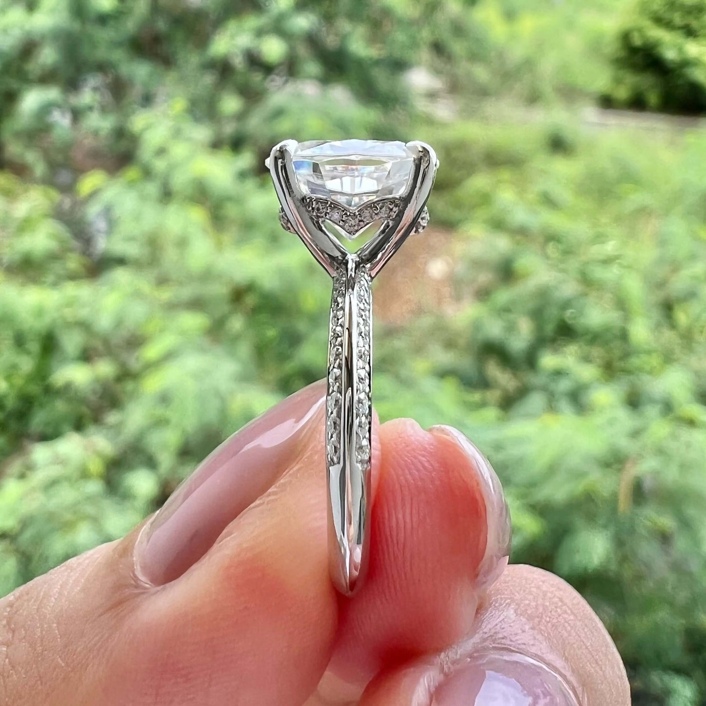 5.18 CT Oval Moissanite Diamond Hidden Halo Engagement Ring