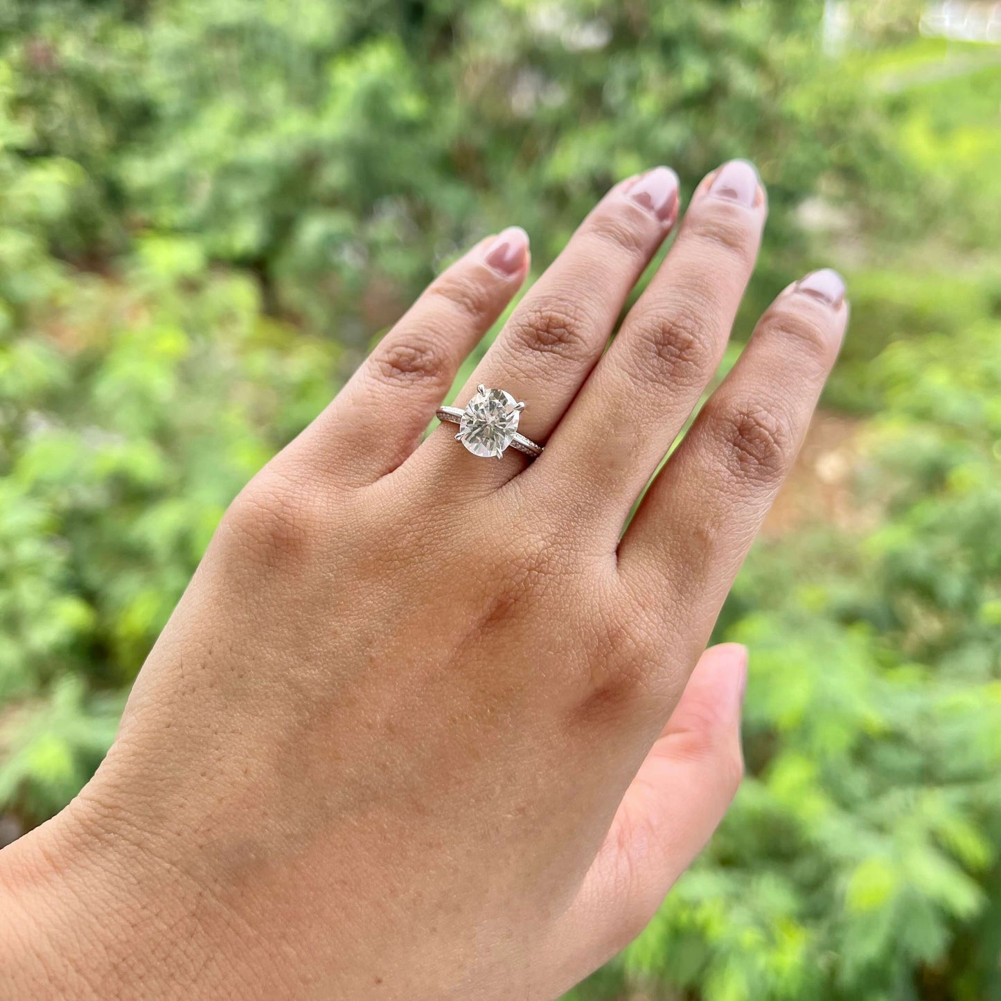 5.18 CT Oval Moissanite Diamond Hidden Halo Engagement Ring