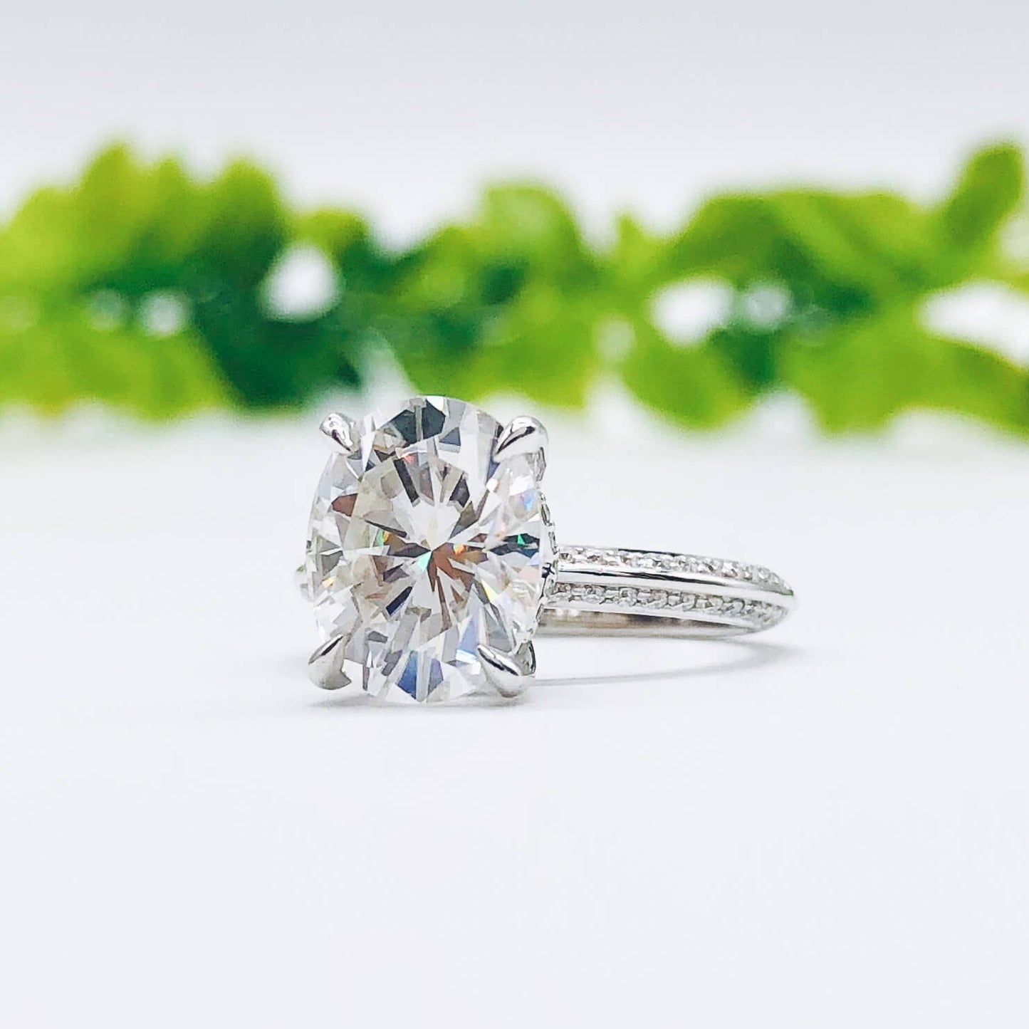 5.18 CT Oval Moissanite Diamond Hidden Halo Engagement Ring