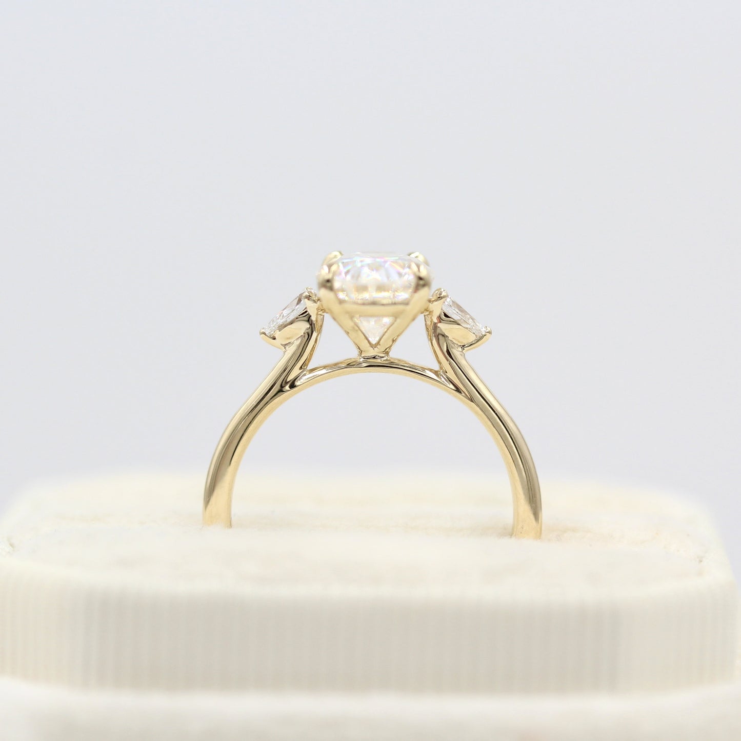 3.75 CT Oval Moissanite Diamond Three Stones Engagement Ring