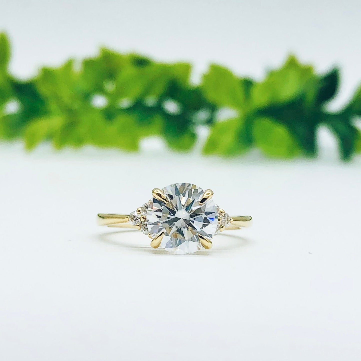 2.65 CT Round Moissanite Diamond Cluster Engagement Ring