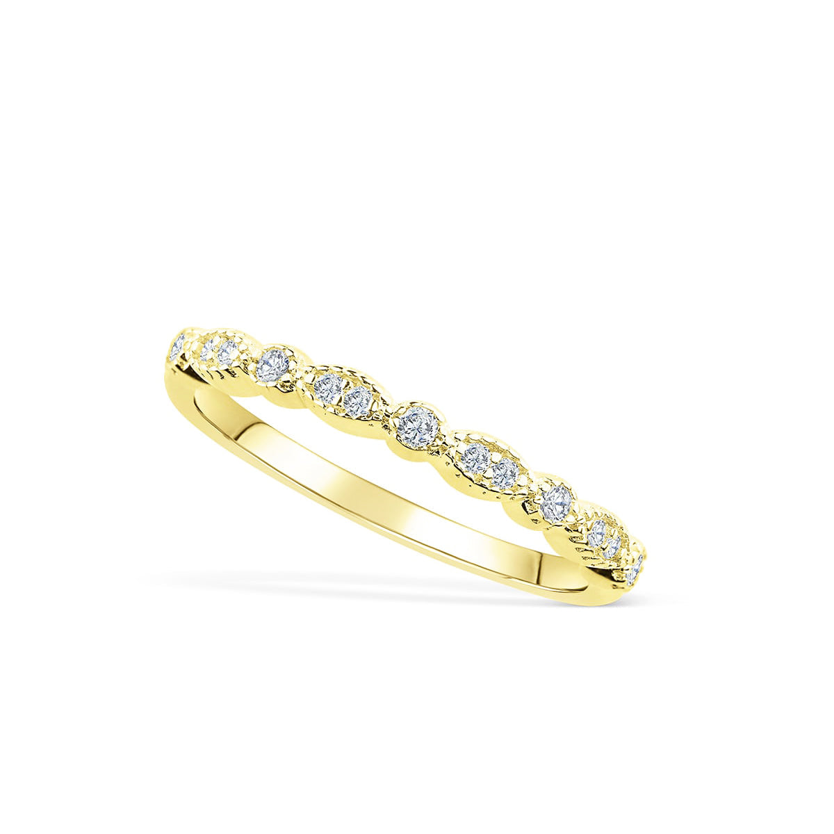 0.16 CT Round Moissanite Diamond Milgrain Wedding Band