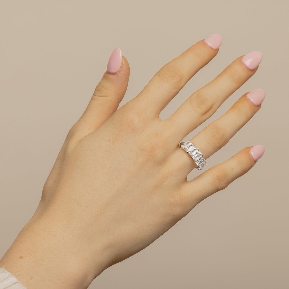 2.5 CT Radiant Shaped Five Stone Moissanite Wedding Band