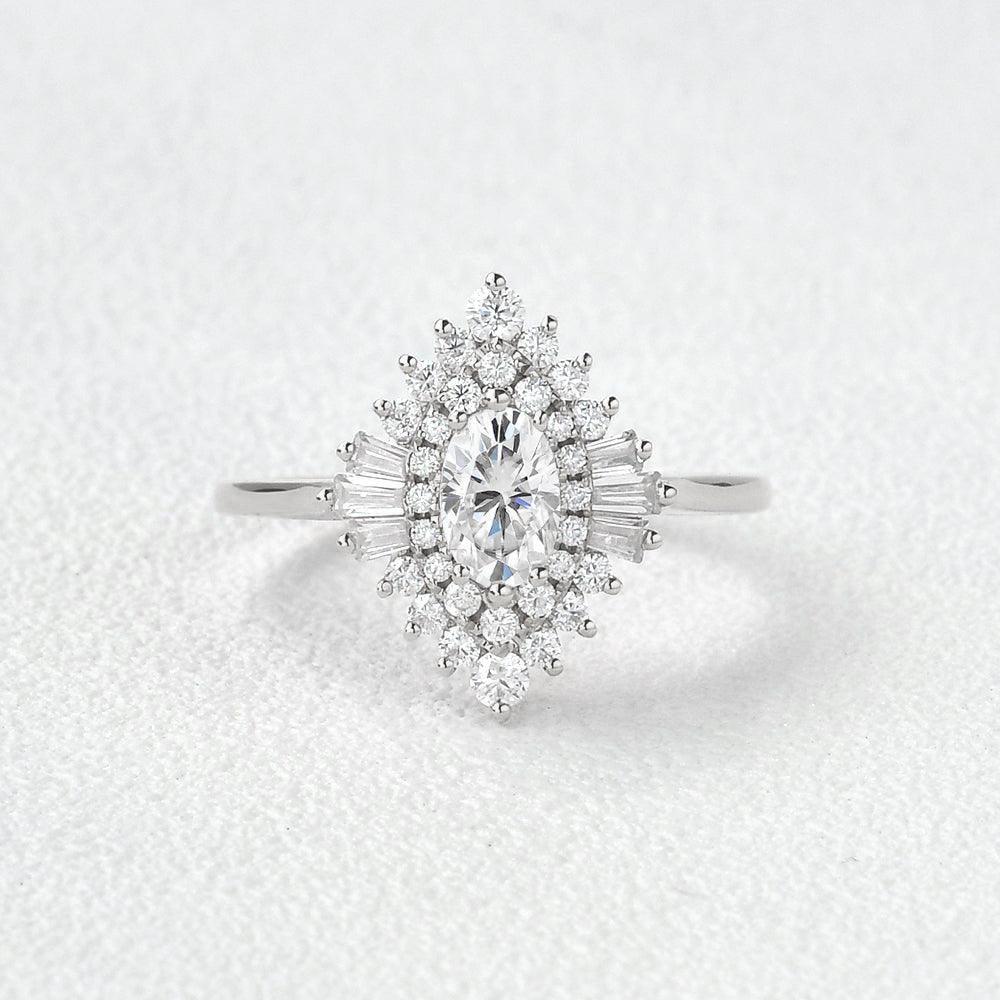 0.43 CT Oval Moissanite Diamond Ballerina Engagement Ring