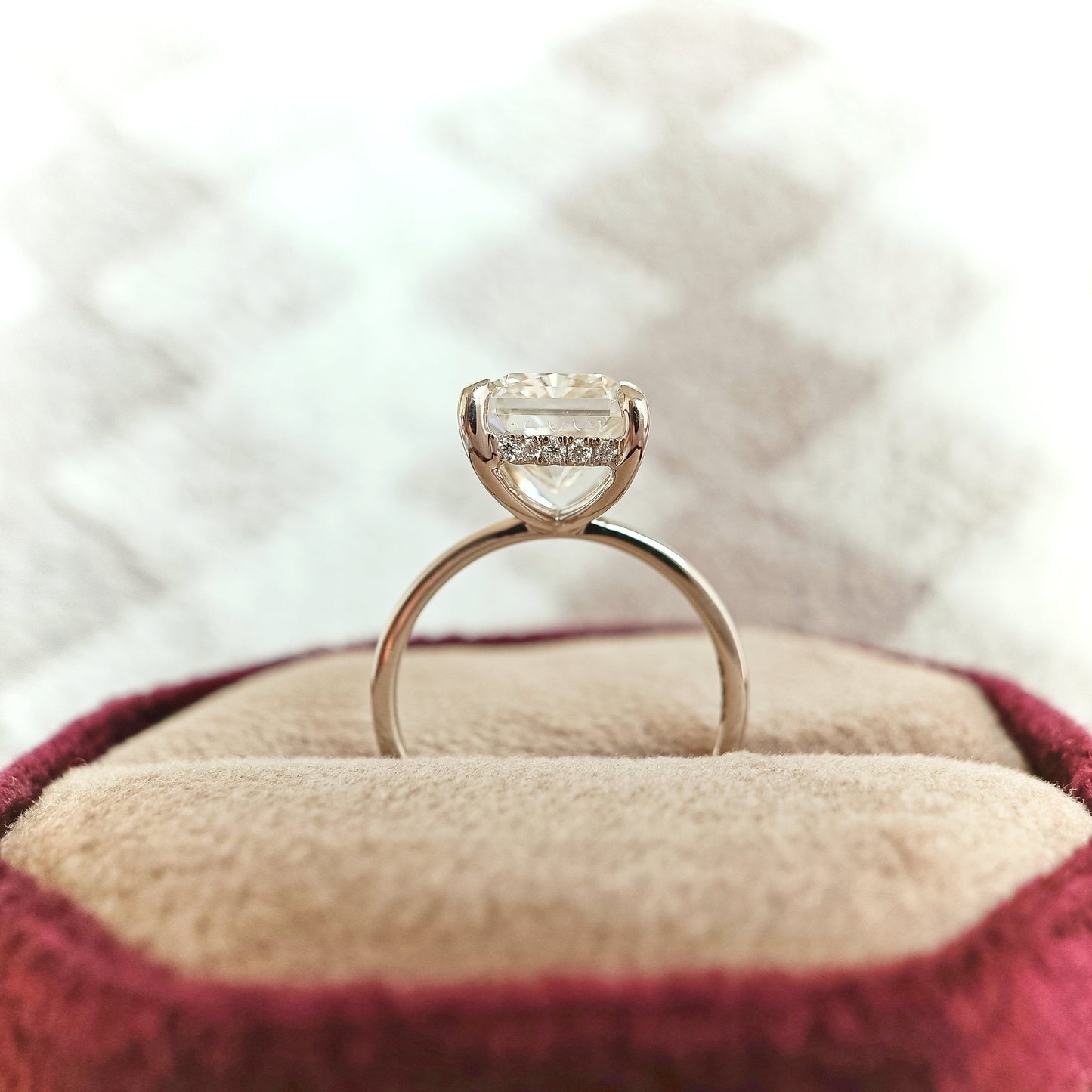 3.55 CT Elongated Radiant Moissanite Diamond Engagement Ring