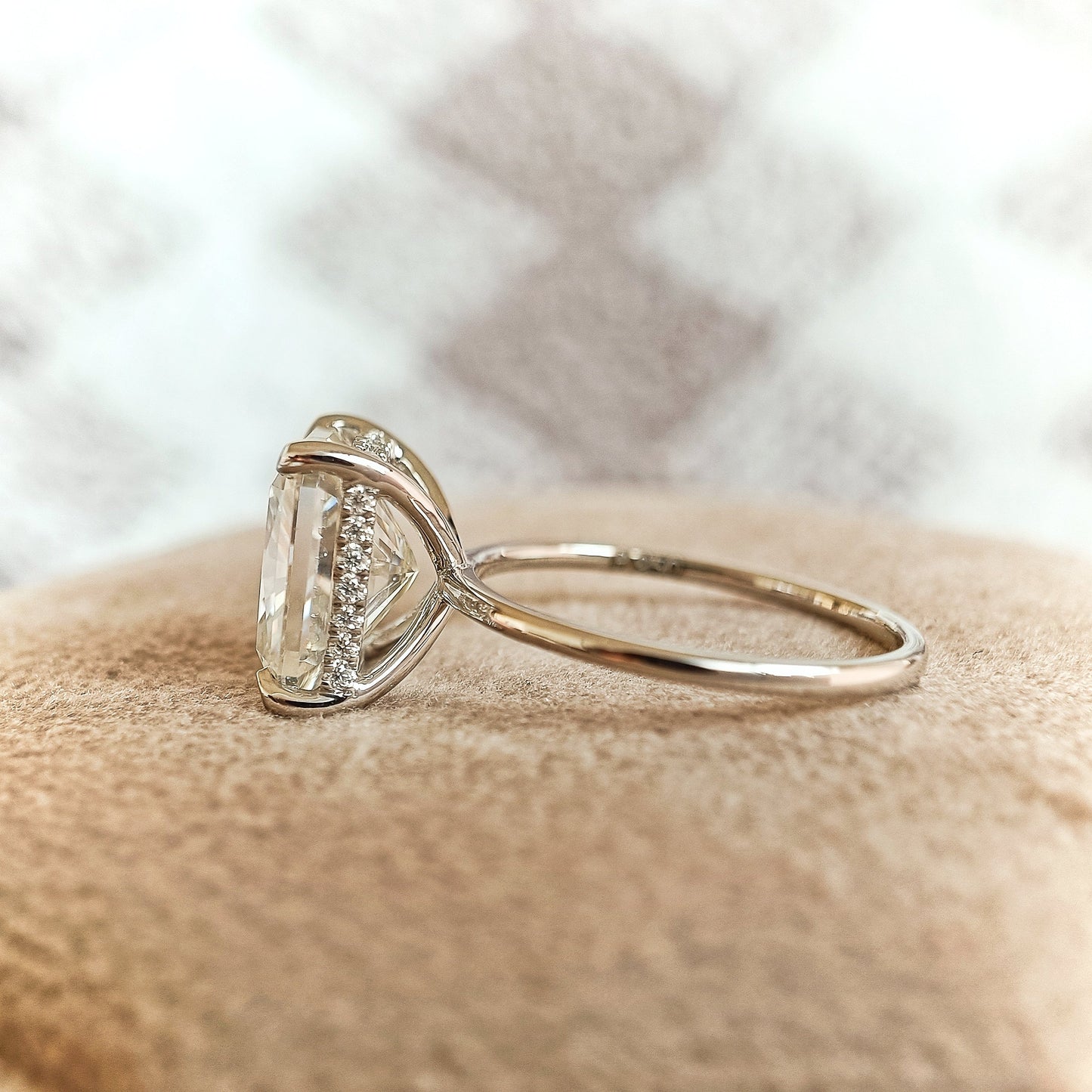 3.55 CT Elongated Radiant Moissanite Diamond Engagement Ring