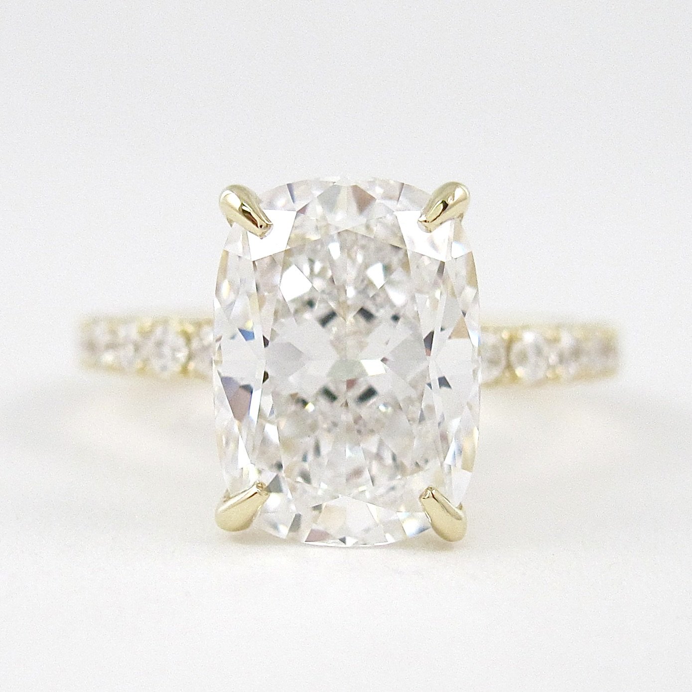 3.8 CT Elongated Cushion Moissanite Diamond Solitaire Engagement Ring