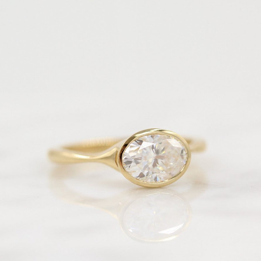 2.0 CT Oval Moissanite Diamond Bezel Solitaire Engagement Ring