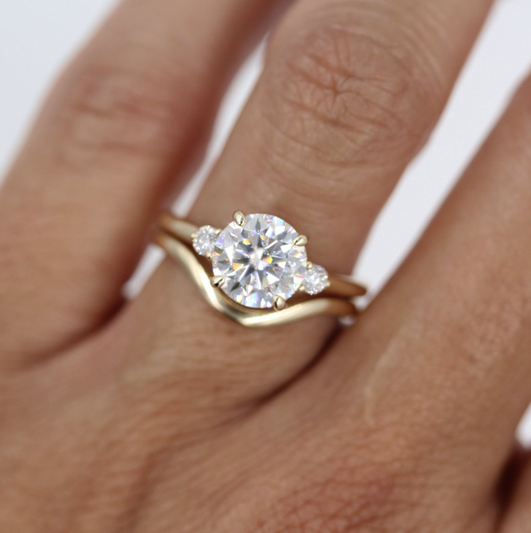 1.80 CT Round Moissanite Diamond Three Stones Engagement Ring
