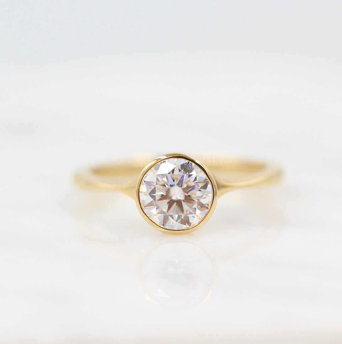 1.80 CT Round Moissanite Diamond Bezel Solitaire Engagement Ring