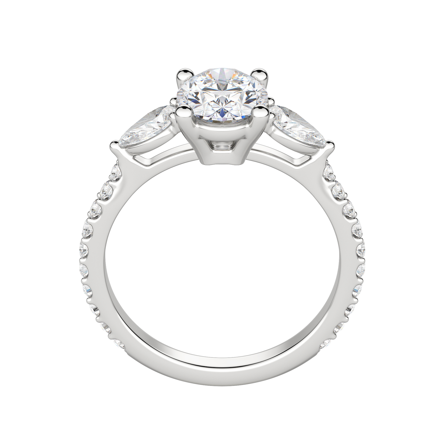 2.10 CT Oval Moissanite Diamond Three Stones Engagement Ring