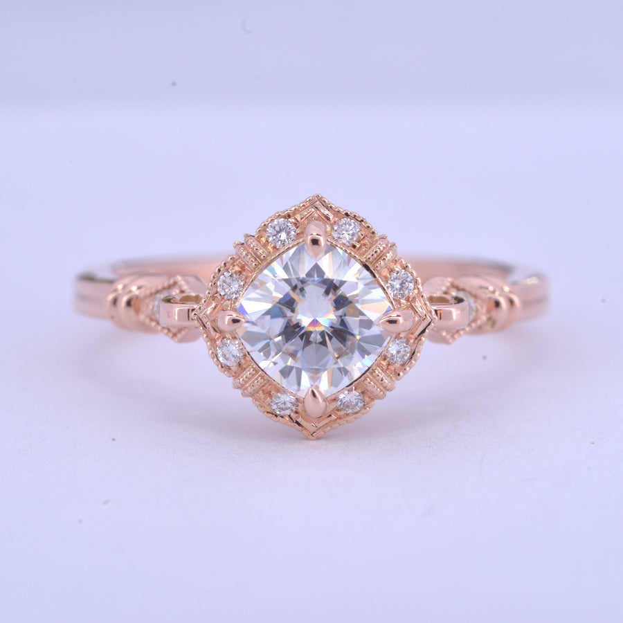 1.0 CT Round Moissanite Diamond Vintage Engagement Ring