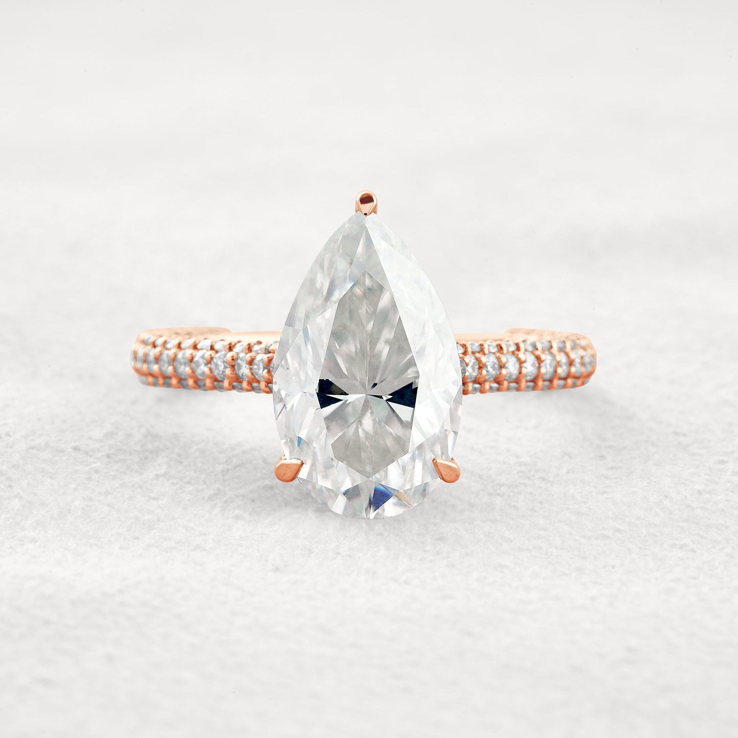 5.37 CT Pear Cut Pave Moissanite Engagement Ring