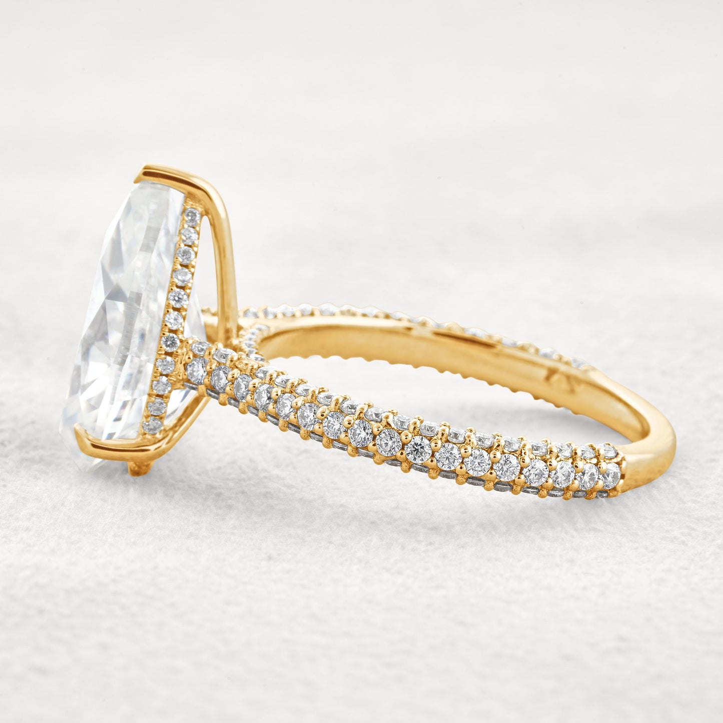5.37 CT Pear Cut Pave Moissanite Engagement Ring